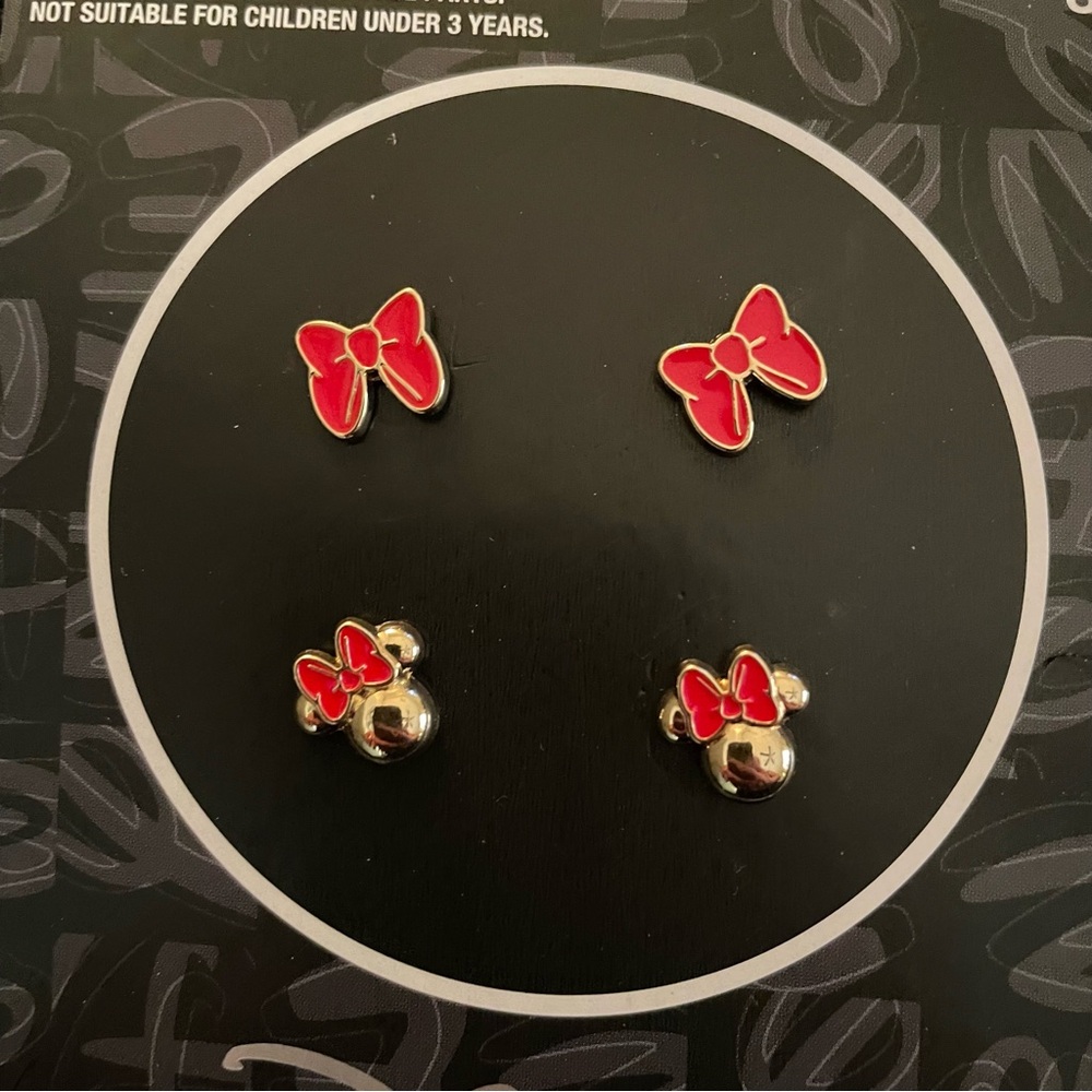 Disney Red Bow Earrings Set